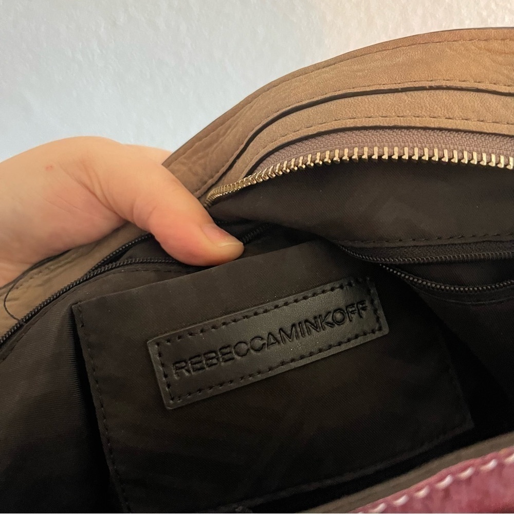 REBECCA MINKOFF Leather Calf Hair Graphit Multi Regan Satchel Removable Strap - Picture 15 of 15